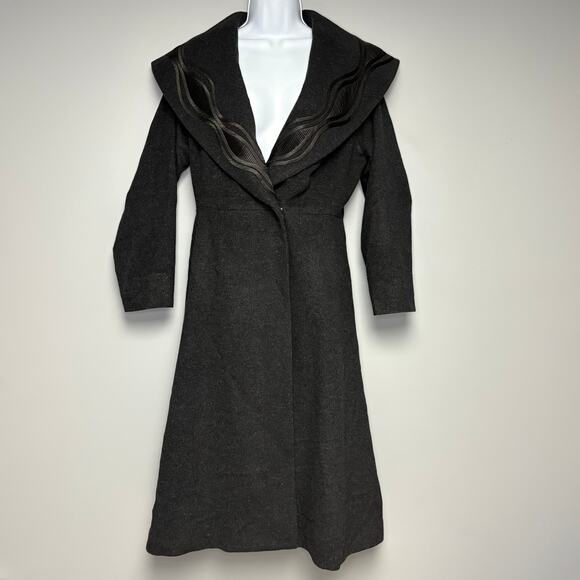 J. Peterman Mysterious Lapel Wool Cashmere Long Lined Dress Coat Womens Sz 8 - Picture 1 of 10
